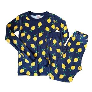 Hanna Andersson Lemon Print Pajama Set - Navy and Yellow